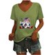 thumbnail image 1 of Camisetas de Cuello Redondo Impreso Gradiente de las Mujeres, Manga Corta Casual Top para el Uso Diario, 1 of 5