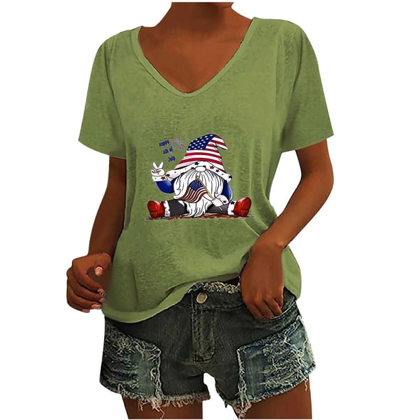 Camisetas de Cuello Redondo Impreso Gradiente de las Mujeres, Manga Corta Casual Top para el Uso Diario