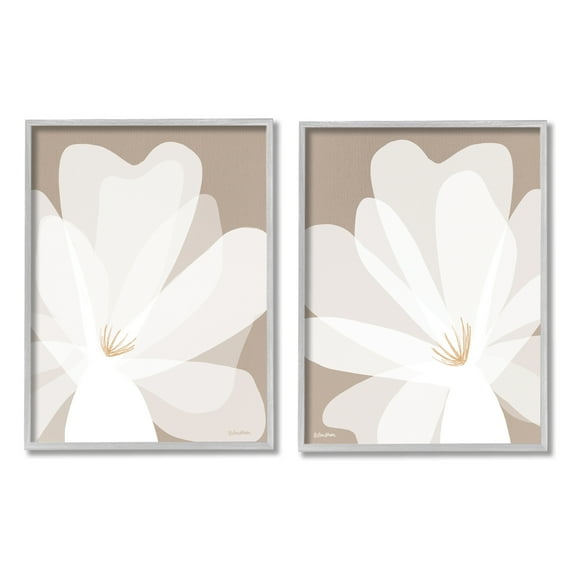 Stupell Industries White Boho Flowers Botanical & Floral Painting Gray Framed Art Print Wall Art, 24 x 30