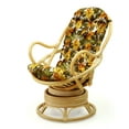 thumbnail image 3 of Java Lounge Swivel Rocking Chair with Floral Cushion Natural Rattan Wicker Handmade, Natural, 3 of 6