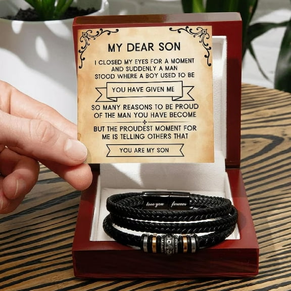 Gift for Son from Mom, To my Son Leather bracelet,Graduation Gifts for your Son-Dad, 18th Birthday Gift, Message Bracelet, Gift for teenager