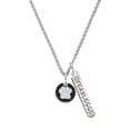 thumbnail image 1 of Delight Jewelry Silvertone White Paw on Black Disc Silvertone Fearless Bar Charm Necklace, 23", 1 of 4