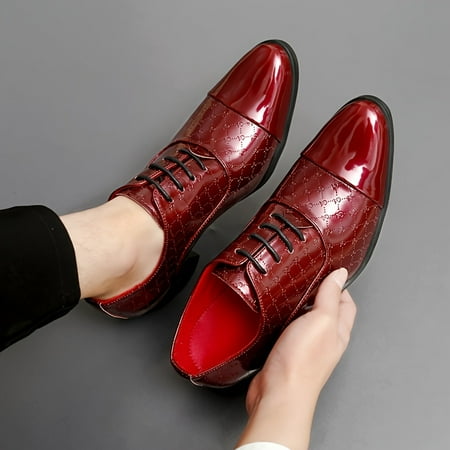 FLTHDD Mens High Heel Cap Toe Oxford Shoes Comfy Non Slip Rubber Sole Lace Up Formal Shoes Mens Footwear Gift