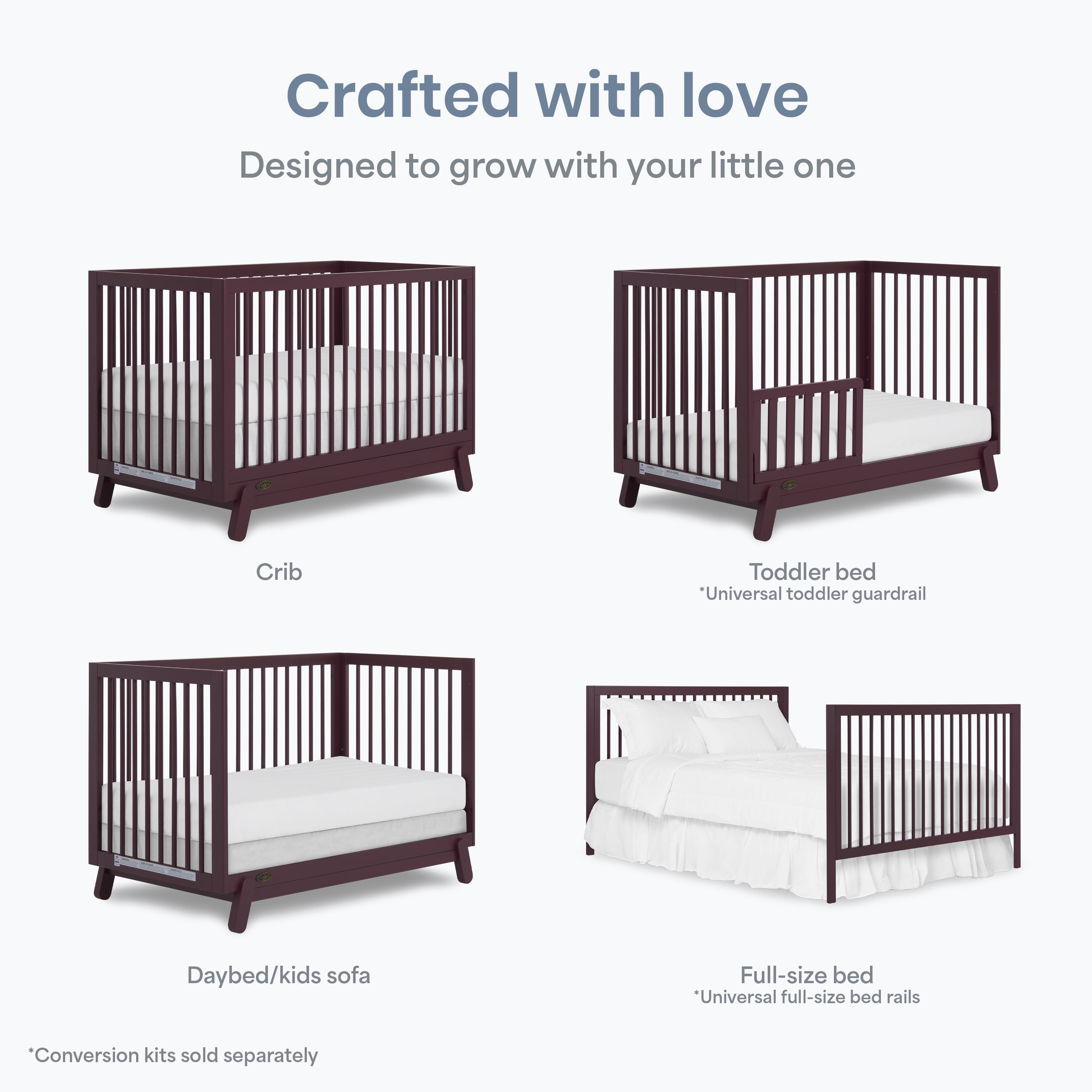 Dream On Me Hygge 5-in-1 Convertible Crib, Auburn