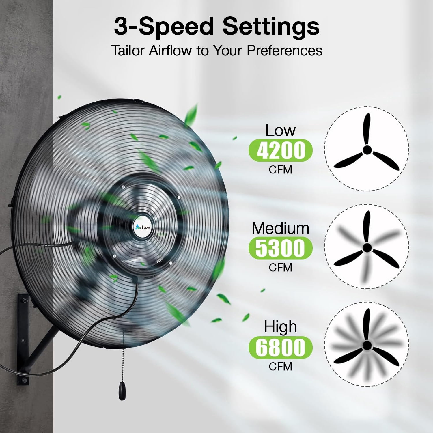 Achazel 24" Outdoor Pedestal Misting Fan with Oscillation, 3-Speed Waterproof Industrial Floor Fan, High Velocity Patio Cooling Fan for Outside