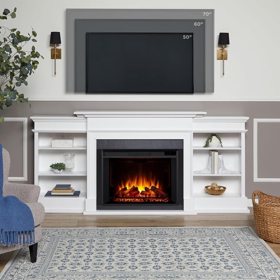 Real Flame Ashton 92" Grand Electric Fireplace TV Stand in White