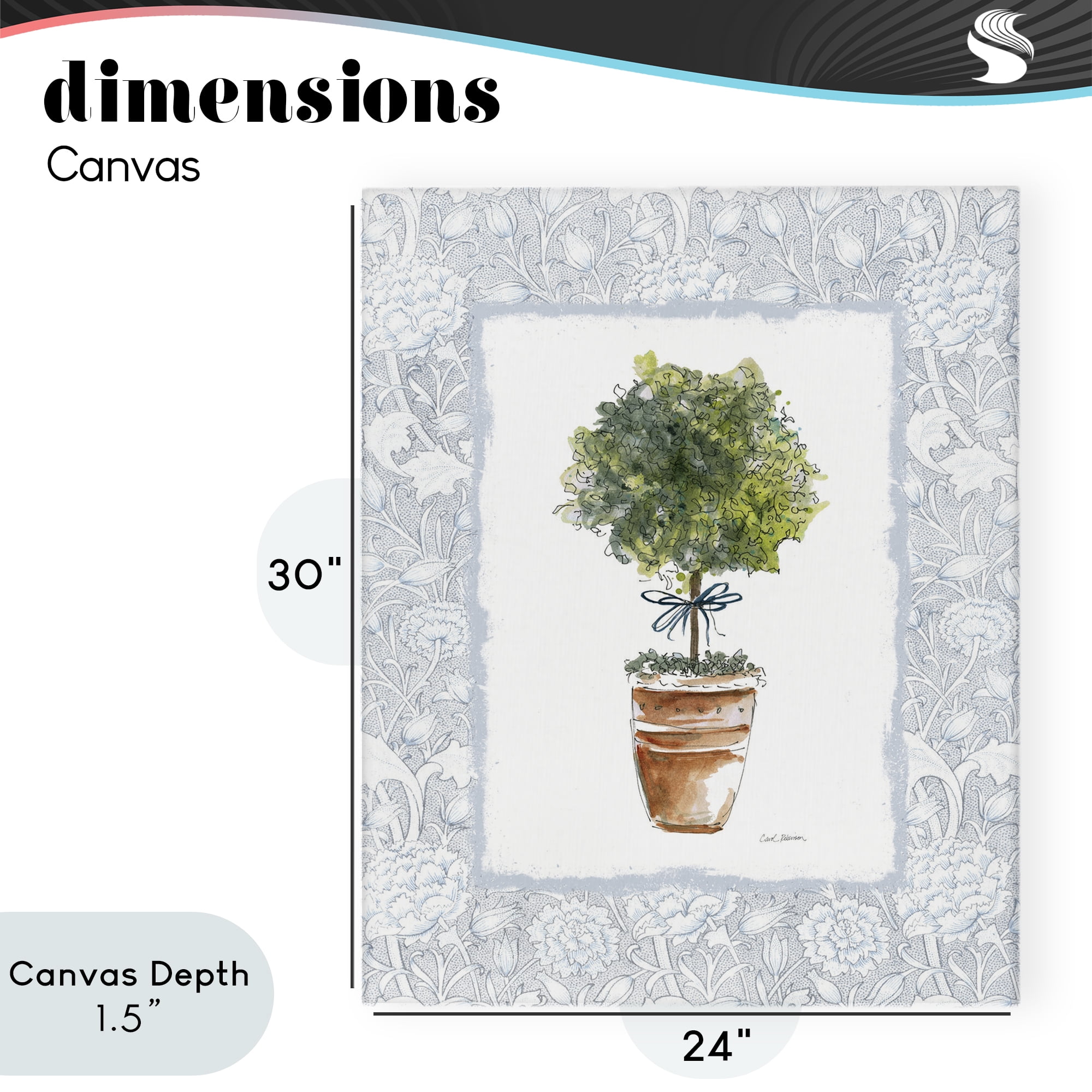 Stupell Industries Potted Topiary in Terracotta Canvas Wall Art, design by Carol Robinson