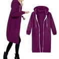 thumbnail image 6 of Quealent Zip Up Hoodies For Women Long Sleeve Oversized Sweatshirts Casual Lightweight Fleece Jackets With Pockets Dark Purple for Size XXL, 6 of 8