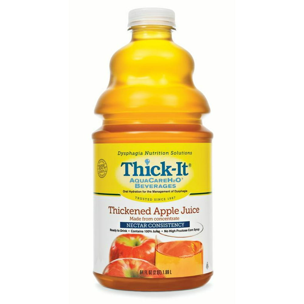 ThickIt AquaCareH2O Thickened Beverage 64 oz. Bottle Apple Flavor Ready to Use Nectar