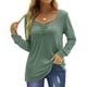 thumbnail image 2 of Tops plisados de manga larga para mujer, transpirables, suaves, cómodos, lavables a máquina, tops de manga larga para uso diario al aire libre, Verde XL, 2 of 6