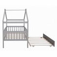 thumbnail image 2 of Twin Size Pinewood Platform Bed with Trundle Gray for Bedroom, 2 of 18