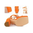 thumbnail image 2 of BLISSFUL STEP Rhiness Lace Up Block High Heel Platform Sandals for Women, 2 of 5