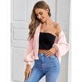 thumbnail image 2 of Womens Long Sleeve Sweater Casual Loose Knit Cardigan Multicolor Top Light Pink M, 2 of 5