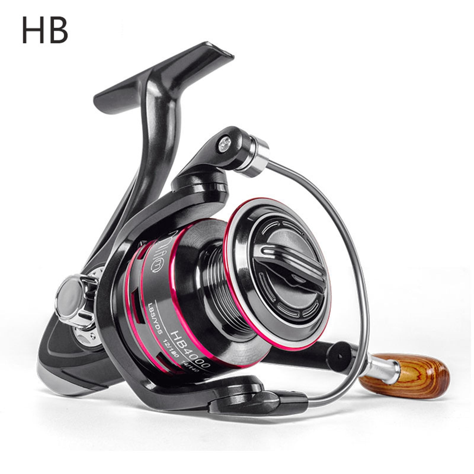 Spinning Fishing Reel 18lbs Max Drag Heavy Duty Saltwater Freshwater Fishing Reel with Alloy Spool Wood Handle 12 Bearings Smooth Casting Wheel Anti-Corrosion Metal Spool for Bass Trout Fishing