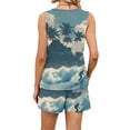 thumbnail image 5 of Iaqnaocc 2 Piece Sets for Women Dressy Casual Short Sets for Women Hawaiian Tropic Square Neck Sleeveless Womens Tops and Shorts Summer Outfits Lounge Matching Sets Women Clothing Light Blue 3XL, 5 of 5