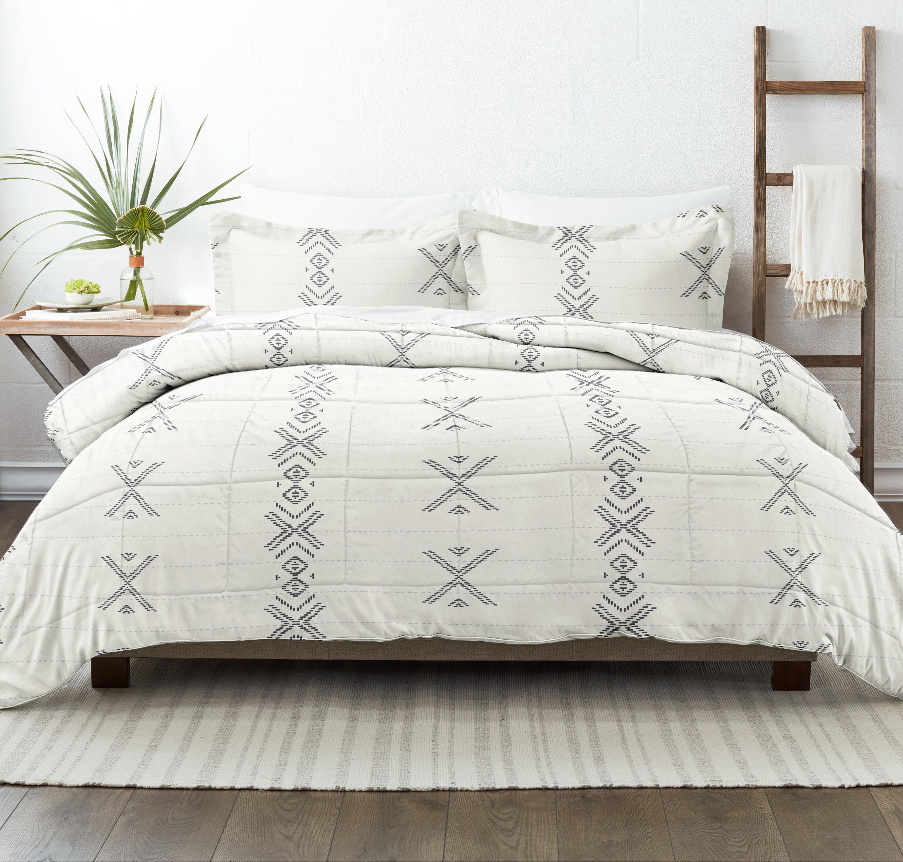 Noble Linens 2-Piece Gray Urban Stitch Print Comforter Set, Twin/TwinXL