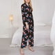 thumbnail image 3 of Fotbe Surfing Santa Conjunto de Pijama de Manga Larga para Mujer con Estampado, Ropa de Dormir de 2 Piezas, Conjunto de Casa Suave y Cómodo con Bolsillos-Large, 3 of 7