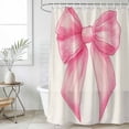 thumbnail image 6 of Pink Bow Shower Curtain Set - Small 36" x 72" Washable Bathtub Curtain with 12 Hooks, Cute Pink Vintage Waterproof Fabric Stall Shower Curtains for Bathroom/Bathtub Décor, 6 of 6