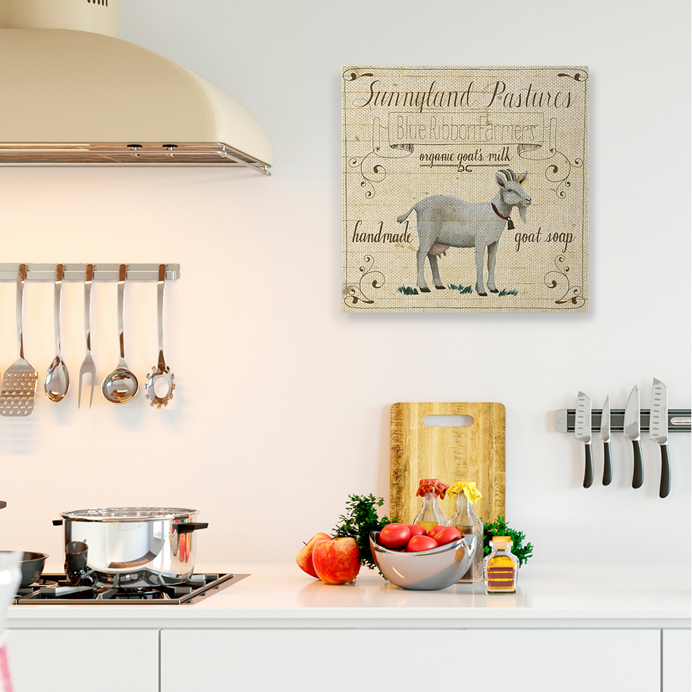 Stupell Industries Rustic Farm Goat Milk Advertisement Vintage Tan Canvas Wall Art by Grace Popp