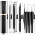 thumbnail image 3 of KLZO 10-Pcs Blackhead Extractor Kit - Pimple Popper Tool - Acne, Blemish, Milia, Zit Remover for Face - Black, 3 of 8