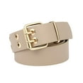 thumbnail image 2 of Retro Style Double Grommet Belt Leather Waist Strap Prong Buckle Trousers Accessories Decorative Waistband Punk Belt Men Women Waist Belt Beige, 2 of 10