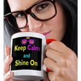 thumbnail image 2 of 3drose, Cmyk Keep Calm Parody Hipster Crown and Sunglasses Keep Calm and Shine On, 11oz Two-tone Red Mug, 2 of 6
