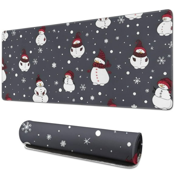 Long Mouse Pads for Desk,Dark Christmas Snowman Pattern Desk Mats on Top Of Desks, Desk Mouse Pad Extra Large with 3mm Non-Slip Base and Stitched Edge for Gaming,Office,Work,Home 31.5x11.8in