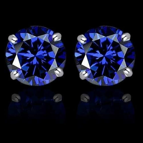 14k White Gold Over Sterling Silver Genuine Tanzanite Stud Earrings
