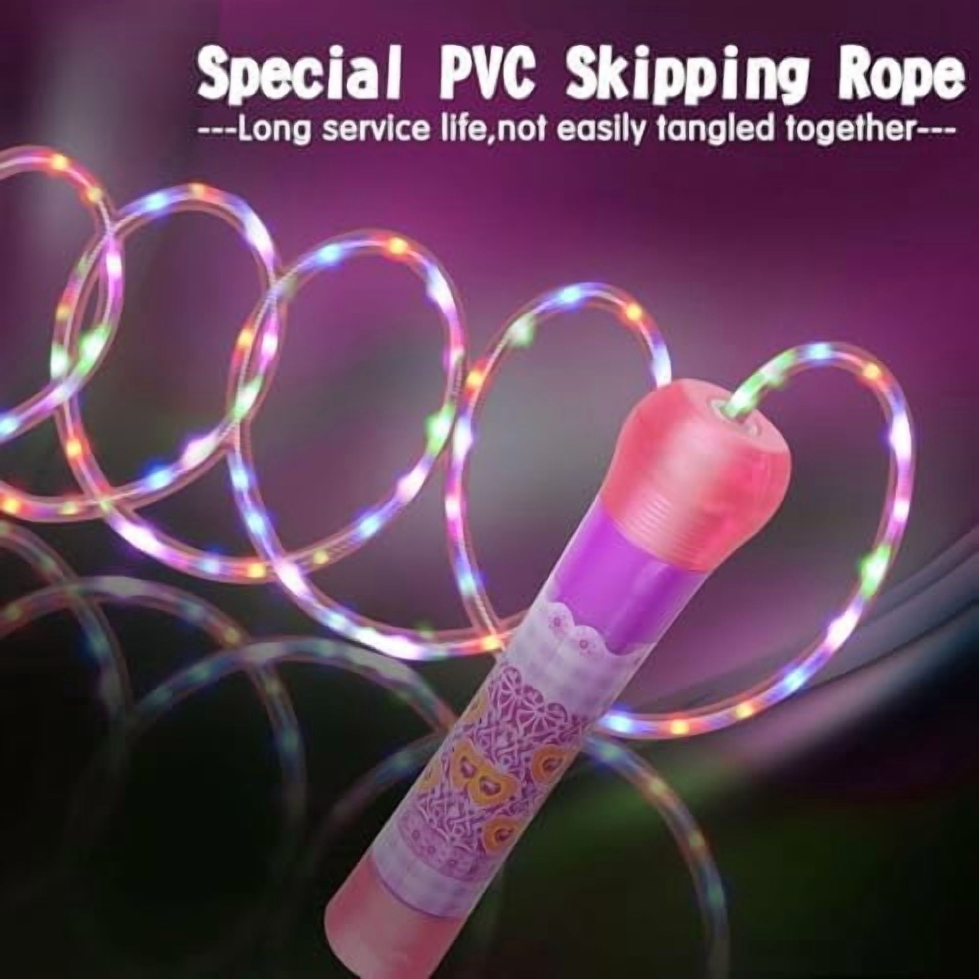 Light Up Jump Rope, LED Jump Rope for Kids Boys Girls Women Jumping Fitness, Tangle-Free Jumping Rope with Adjustable Size & Colorful Lights, Glow in The Dark Party Supplies Outdoor Indoor Exercise