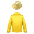 thumbnail image 2 of MSemis Kids Boys Shiny Sequin Hip-Hop Jazz Choir Shirt and Hat Dance Outfits Gold 13-14, 2 of 5
