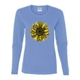 thumbnail image 2 of Wild Bobby, Artsy Cheetah Leopard Print Sunflower, Fashion, Women Graphic Long Sleeve Tee, Light Blue, Small, 2 of 3