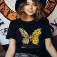 thumbnail image 3 of Philippians 4:13 Christian Butterfly Sunflower Faith T-Shirt, Navy, Size M, 3 of 6