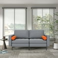 thumbnail image 2 of Costway Causeuse Moderne Canapé 2 Places avec 2 Coussins Cylindriques Poche de Rangement Latérale Gris Cendre, 2 of 10