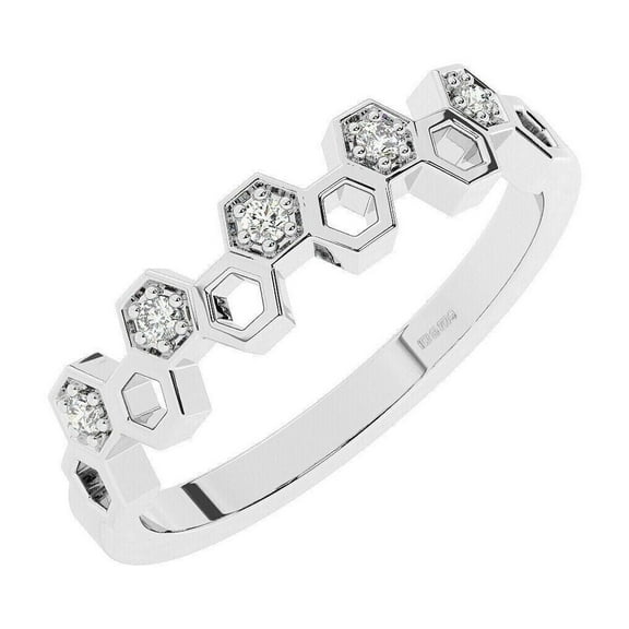 Honey Bee Design Style Half Eternity Diamond Ring 1.6 Ct Diamond 14K White Gold Over