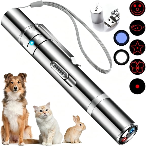 GJX Laser Pointer,Cat Toys for Indoor Cats,Kitten Dog Laser Pen Toy,Red Dot Led Light Pointer Interactive Toys for Indoor Cats Dogs,Usb Charging,5 Switchable Patterns