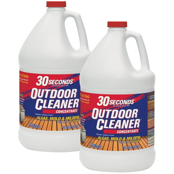 30 SECONDS Outdoor Cleaner Concentrate - Rapid Results- Cleans stains from algae, mold and mildew from fences, siding, concrete, deck - 2 PACK, 1 Gallon