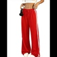 thumbnail image 2 of Pantalones Deportivos Holgados de Pierna para Mujer, Tiro Bajo, Estilo Y2K, con Cordón Ajustable Rojo L, 2 of 10