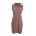 thumbnail image 4 of IROINNID Sheath Dress For Women Fashion Summer Button Stand Gorgeous Solid Sleeveless Mini Dress V-Neck Short Dress, 4 of 5