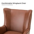 thumbnail image 6 of Faux Leather Armchair with Removable Cushion Contemporary Wingback Accent Chair Set of 2 for Living Room Bedroom,Brown, 6 of 10