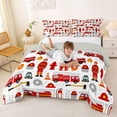 thumbnail image 3 of Castle Fairy Cartoon Fire Truck Full Size Comforter Sets 3 Pieces for Teens, Firefighter Seamless Bedding Sets for Bedroom, Red White,Grey Reversible, 3 of 6