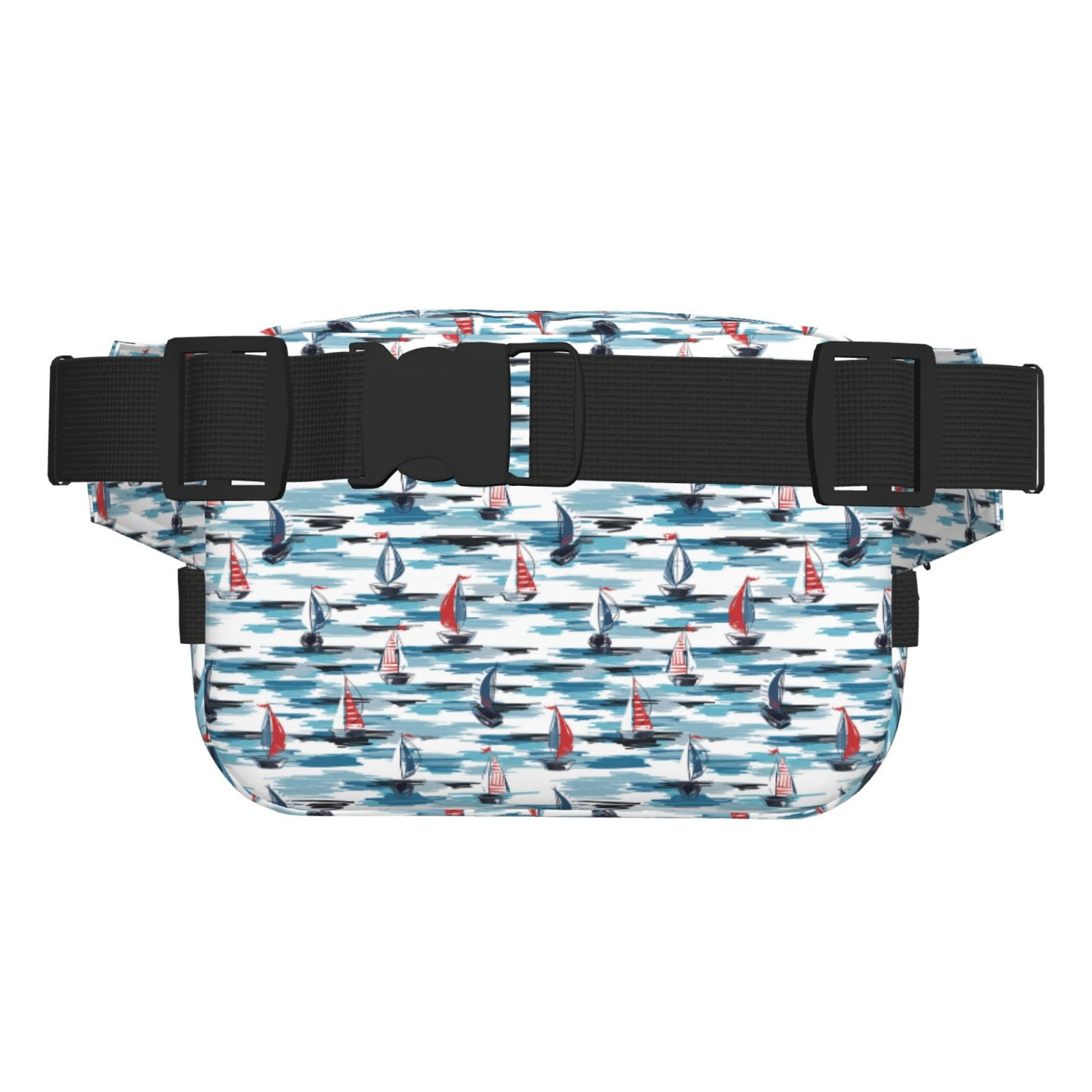 Picia Boat In Ocean Print Square Double-Layer Waist Bag Mini Adjustable Waist Belt Bag Exercise Running Travel Hiking