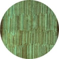 thumbnail image 1 of Ahgly Company Indoor Round Abstract Turquoise Blue Modern Area Rugs, 7' Round, 1 of 4