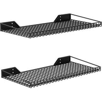 2 Pack Garage Wall Shelf, 23.5" x 12" Wall Mounted Storage Shelves for Garage, Closet, Laundry Room, Heavy Duty Wall Shelving, Holds Up to 65 Lbs(Black)