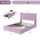 thumbnail image 3 of QinaQin Base de cama individual con luces LED, 2 cajones y cabecera ondulada, cama tapizada con almacenamiento ideal para niñas y habitaciones juveniles, sin box spring, 3 of 7