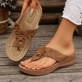 thumbnail image 5 of Summer Slippers for Women Boho Open Toe Slip-On Comfortable Wedge Thick-Soled Slippers Flip Flops Sandals for Women Beach Vacation Holiday Vintage Fashion Brown 10, 5 of 8