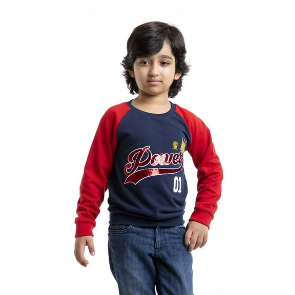 BYB Navy/Red color embroidered sweat tee