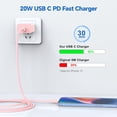 thumbnail image 2 of Adaptador de pared Charger Chamer PD USB C de 20 W con cable de 6 pies para iPhone, 2 of 7