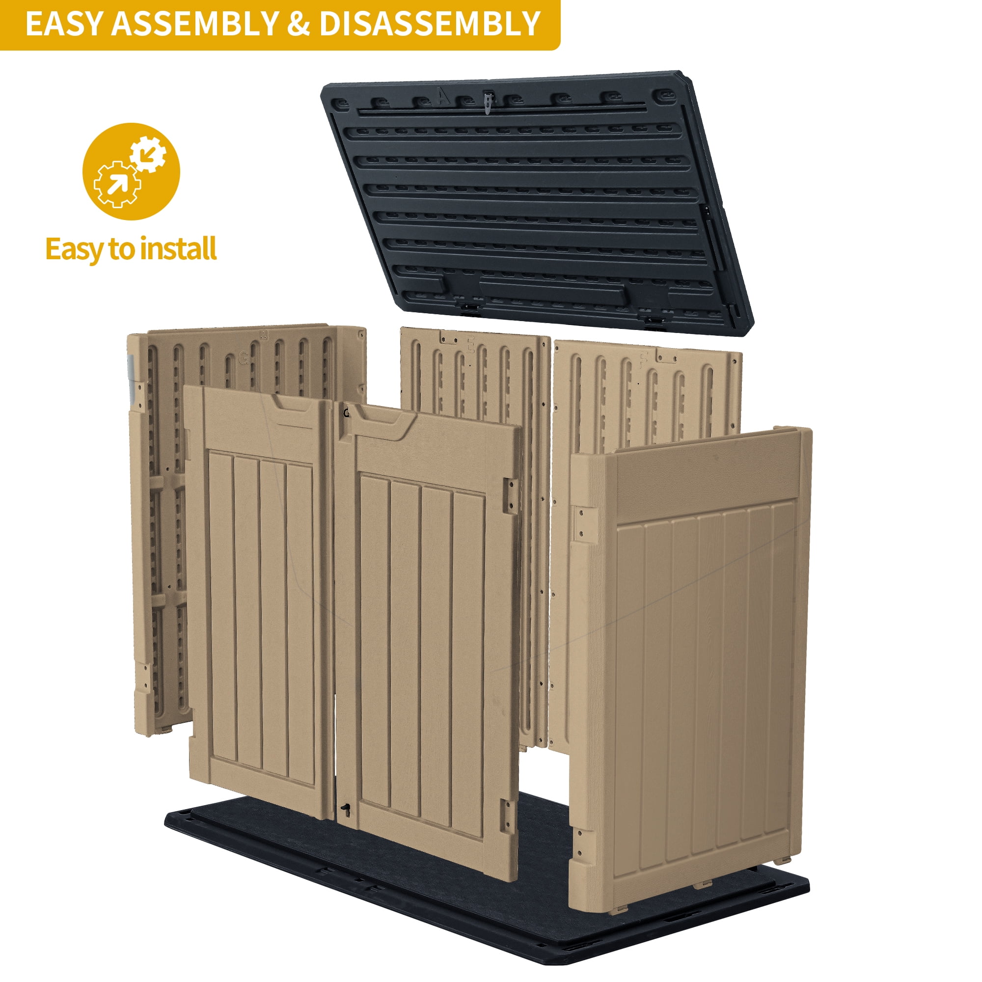 Uforic 4.5x2.8x3.9 ft Horizontal Resin Outdoor Storage Shed, Waterproof & Lockable, Brown