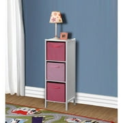Badger Basket - Three-Cubby Tall Storage Unit, White/Pink