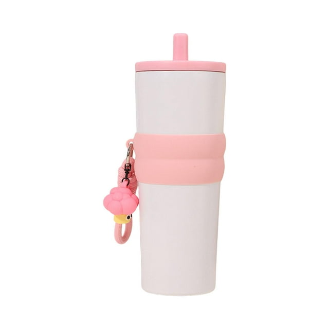 Tnarru Bouteille d'Eau Isolée Bouteille à Boire Légère 710 ml Gobelet en Acier Inoxydable pour Camping Activités de Plein Air Randonnée Voyage Blanc et Rose